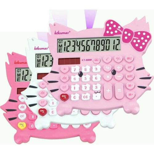 Cute Cartoon Calculator Solar Large Screen Computer with Purple Light Money Detector Calculator Suitable for Cashier Finance