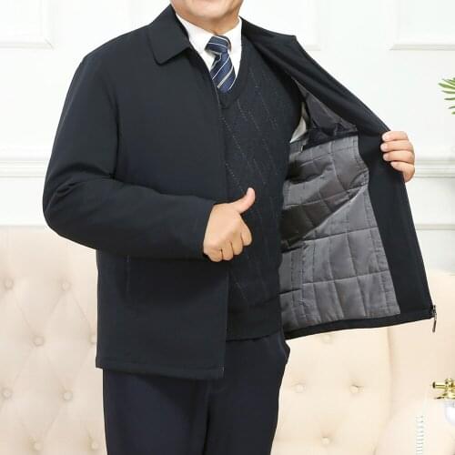 2020 New Winter Cotton Padded Turn-Down Collar Jacket Men Zipper Thick Parka Casual Loose Coat 3XL 4XL