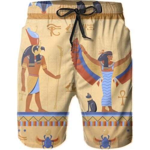 Mens Swimming Shorts Egyptian Deities On Ancient Bas Relief Men Trunks Swimsuit Man Beach Wear Short Pants Bermuda Boardshorts