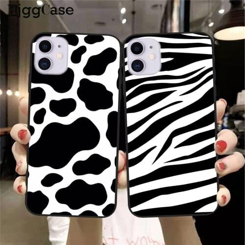 Cow skin print black Silicone phone case For iPhones SE 2020 zebra Soft Cover For iPhones 11 Pro 6 6s 7 8 Plus XR XS Max 11 6.1