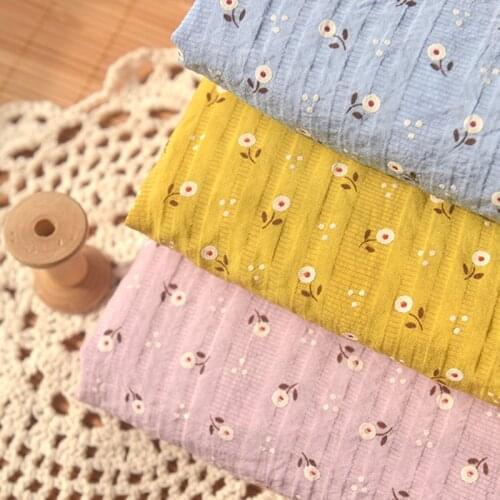 3-color Small Flower Bubble Woven Strip Thin Polyester Cotton Dress Headdress Scarf Fabric