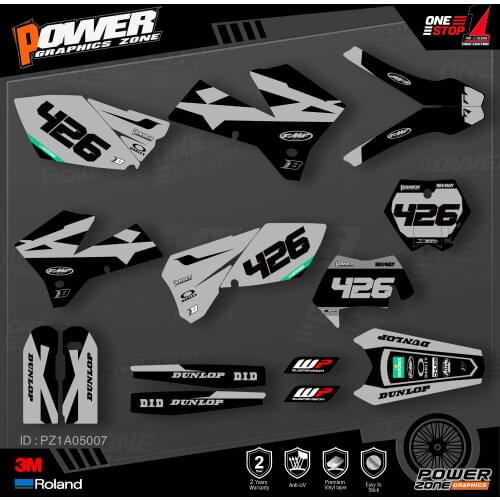 PowerZone Custom Team Graphics Backgrounds Decals 3M Stickers Kit For KTM SX SXF MX 05-06 EXC XCW Enduro 05-07 125 to 500cc 07