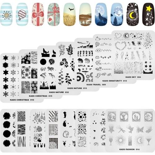 15PCS Nail Stamping Plate Set Flower Leaves Image Nail Art Stencil Plate Pattern Printing Stamp Template For Nail DIY Design