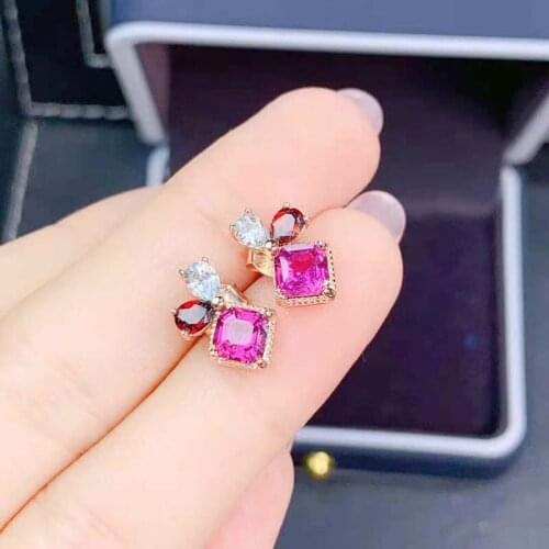 Natural Magnesia Alumina Garnet S925 Pure Silver Earrings Fine Fashion Charming Jewelry For Women MeiBaPJFS