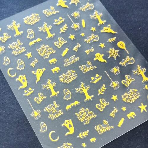 Newest CB-151 golden halloween design nail art sticker decal stamping back gule DIY nail decoration wraps