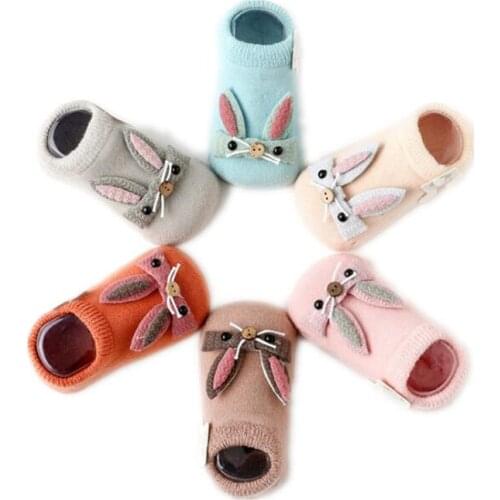New autumn and winter thick doll toddler socks cute rabbit cotton non-slip bottom baby socks