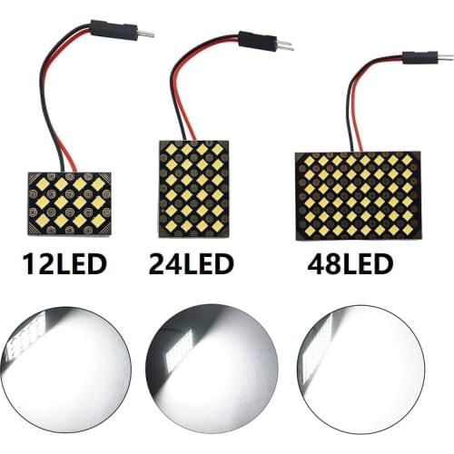 New Super Bright LED Panel Bulb Car Interior Reading Dome Lamp Auto Roof Light With T10 W5W BA9S C5W Festoon 3 Adapter Base