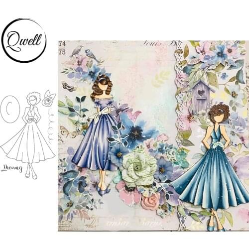 QWELL 6*8 inch Clear Stamps Slim Beauty Girl Hat Hair Band DIY Scrapbooking Craft Cards Album Making Template 2021 New