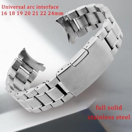 Curved End 22mm 20mm Band Solid Stainless Steel Watch Strap For Galaxy Watch 3 45mm Wristband 18mm 24mm Ordinary Watch Bracelet