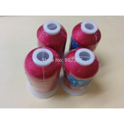 Simthread bold Green or Red Brother colors polyester embroidery machine thread 1000m, 4 pcs/lot