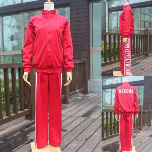 Anime Haikyuu Cosplay Costume NEKOMA High School Volleyball Team Unisex Jacket Coat With Pants Training Suit Sportswear Uniform
