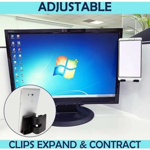 Portable Universal Interactive Phone Stand Bracket Clip On Monitor Side Mount For Laptop Mobile Phone Holder Non Slip ABS