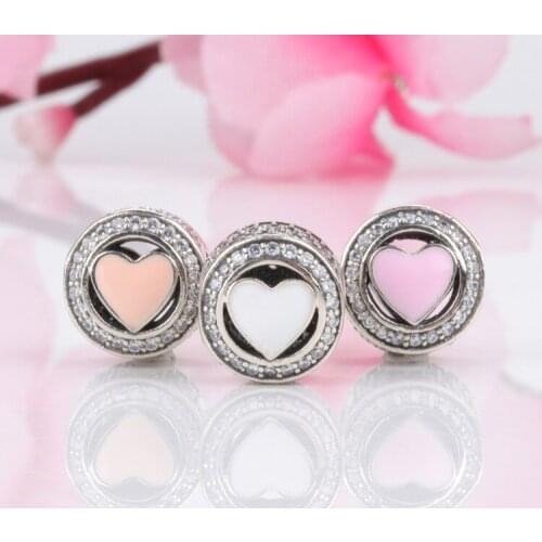 Authentic 925 Sterling Silver Pink Wonderful Love Heart-shaped Hollow Beads Fit Original Pandora Bracelet For Women Diy Jewelry