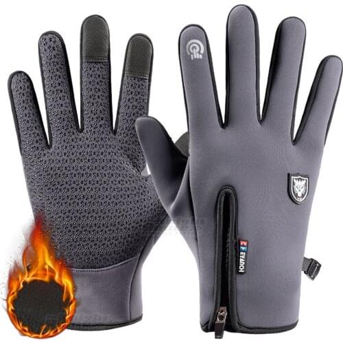 Winter Unisex Motorcycle Gloves Fleece Keep Warm Moto Water-Repellent Motocross Motorbike Full Finger Touch Screen Riding Gloves