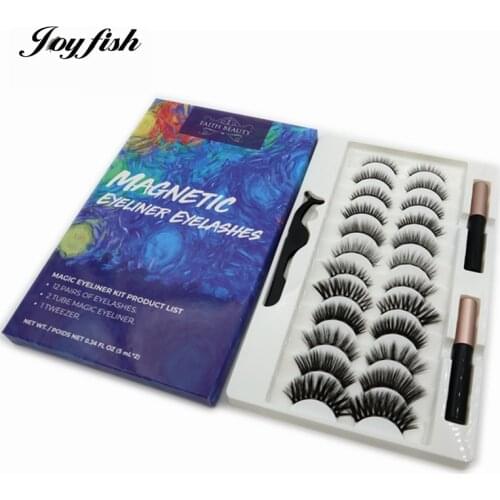 12 Pairs Magnetic Eyelashes Mix Styles 3d False Mink Eye Lash Extensions with Waterproof Eyeliner and Tweezers Set Makeup Vendor