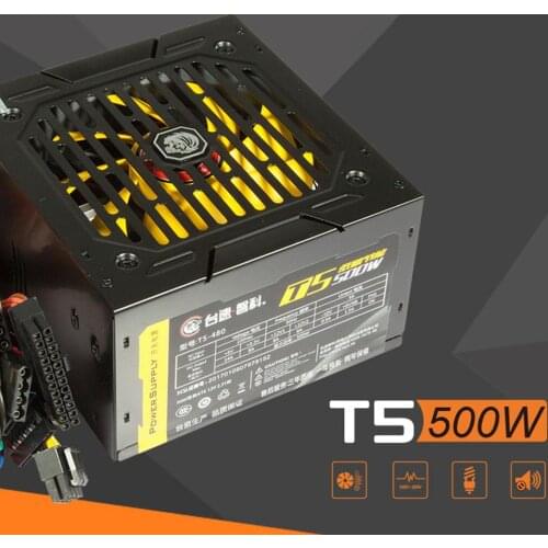 140-260V Rated 500w Host Large Fan PC Power Supply Temperature Control Mute Box Power Supply Charging Station Tool Cable Cord