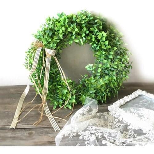 15.75'' Artificial Green Leaves Wreath Front Door Wreath Shell Grass Boxwood Hanging Wreath For Wedding Party Decor 2020 New
