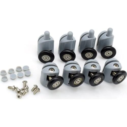 8Pcs/Set Singel Top/Bottom Shower Door Rollers Runners Wheels Pulleys 23MM Screw Cover Caps Supplied