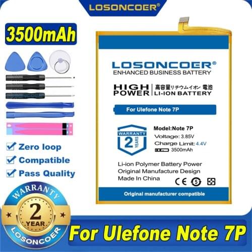 100% Original LOSONCOER 3500mAh Note 7P Battery For Ulefone Note 7P Mobile Phone Battery