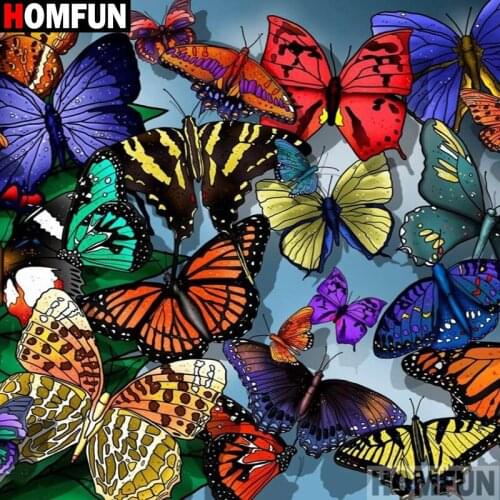 HOMFUN Full Square/Round Drill 5D DIY Diamond Painting "Butterfly landscape" Embroidery Cross Stitch 5D Home Decor Gift A17792