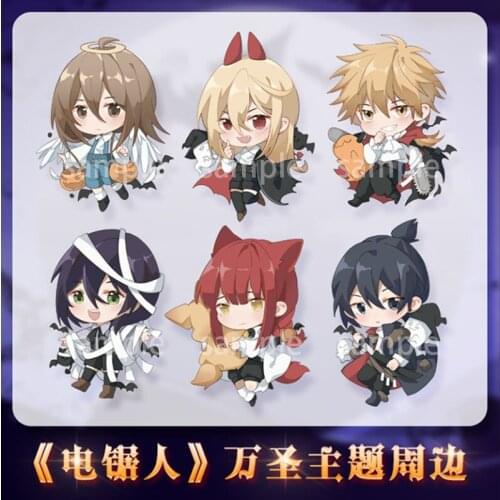 Anime Chainsaw Man Halloween Series Keychain Acrylic Keyring Pendant Badge Brooch Pins Hayakawa Aki Makima Denji Power Angel