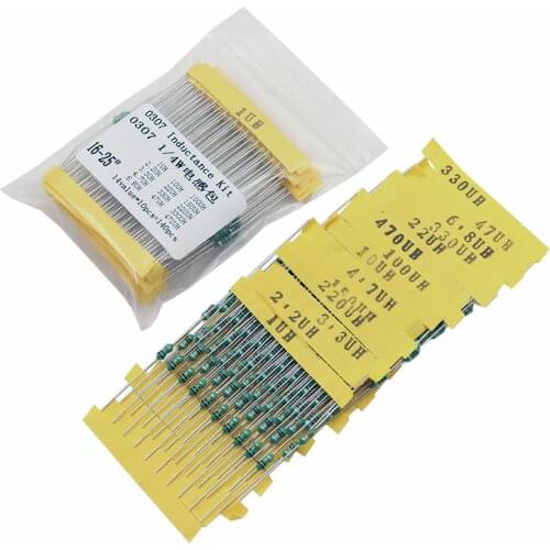 Free Shipping 0307 1uH to 470uH Inductor, 14valuesX10pcs=140pcs,,color ring Inductor Assorted Kit