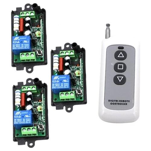 Free Shipping New 110V 220V Wireless ON/OFF 10A 1CH Lamp Remote Control Switch 3Receiver+1Transmitter SKU: 5236