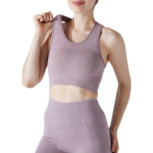 Seamless new style yoga clothes washed print beauty back sports bra running fitness quick-drying vest