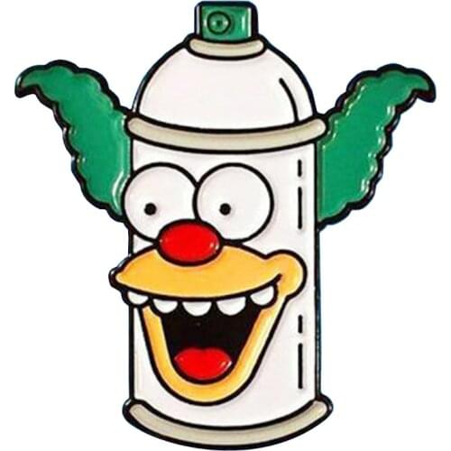 Krusty the clown Enamel Pin funniest moments Brooch Cartoon Tv Show Jewelry