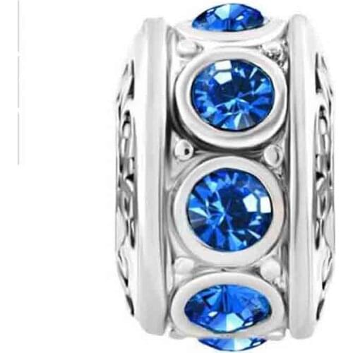 Fit Pandora charm bracelets Silver Plated Birthstone Filigree Charm Bracelet Spacers Beads for jewelry making