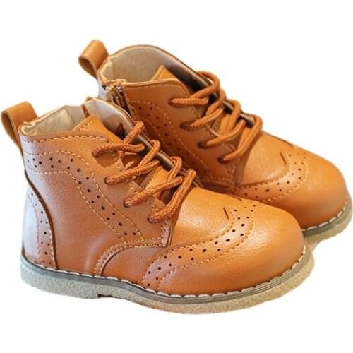 Childrens Martin boots Boys fashionable side zipper mid-cut boots Soft sole comfortable kid shoes toddler Keep warm baby boots