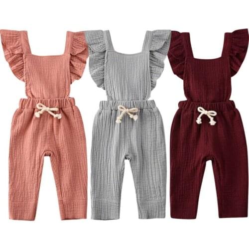 Baby Romper 2020 Summer Newborn Toddler Kid Baby Girl Boy Clothes Ruffle Sleeveless Romper Jumpsuit Outfits Sunsuit