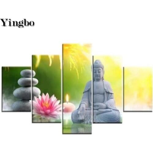 Buddha lotus zen pattern full square/round Diamond Painting cross stitch 5 pcs Diamond mosaic embroidery rhinestone decoracion