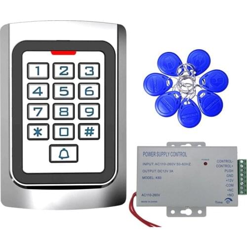 Access Control gate motor Keypad/RFID Reader 125KHz Wiegand 26 Illuminated Metal Indoor Outdoor IP68 +10 ID tags+power supply