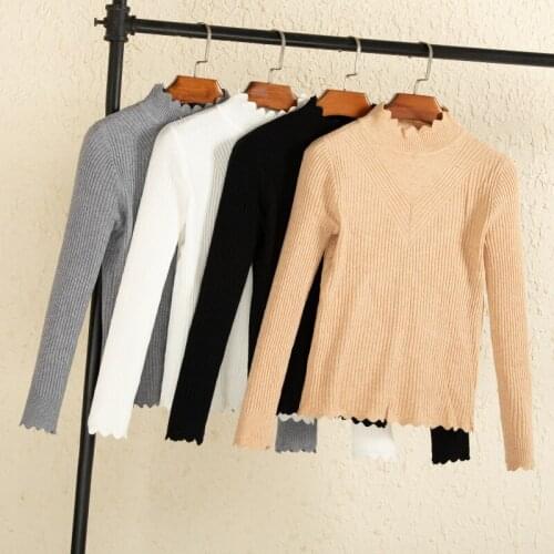 2021 korean style long sleeve top sweaters for women fashion tops clothing sweaters v neck black white pullovers knitted blouses