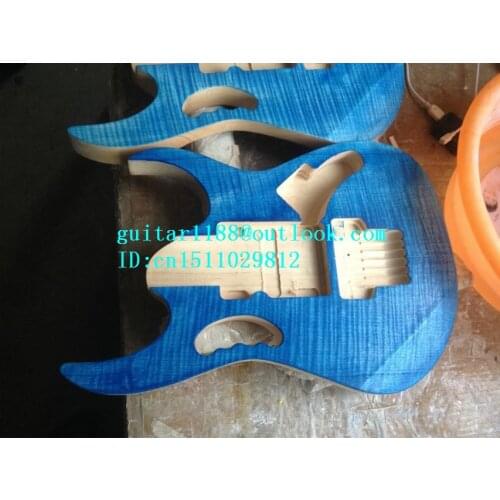 Free shipping new double wave electric guitar body with tiger stripes in blue made in China 1948