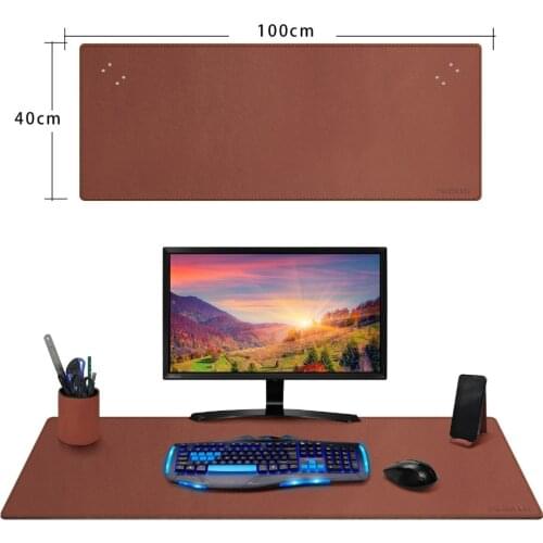 Multifunctional Office Desk Pad, Maidern 100x40cm Large Extended Waterproof PU Leather Mouse Pad with Penholder and Phone Stands