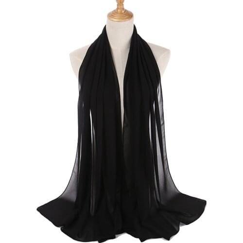 Fashion New Solid Color Chiffon Hijab Muslim Hijabs scarf For Woman Headband Long Shawl Plain Wrap Headscarf Scarves