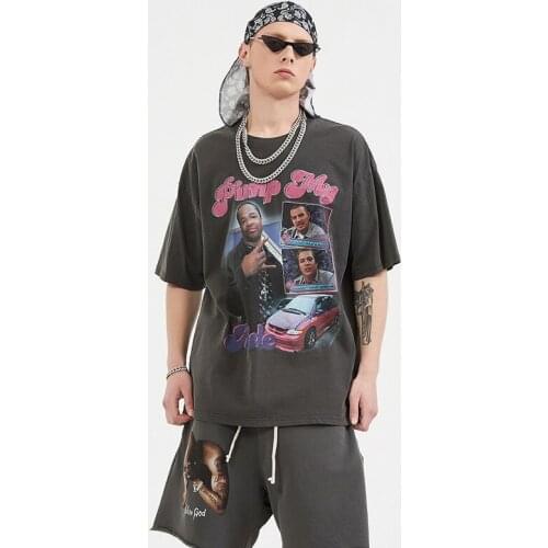 Summer mens clothing Pure color T-shirt printing loose high street