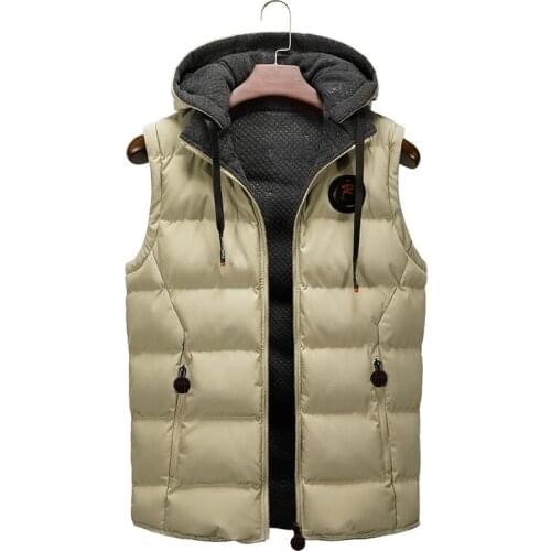AEMAPE Brand MenS Winter Vests Warm Jacket Men 2021 New Autumn Thick Hooded Mens Fashion Casual Slim Jacket Sleeveless