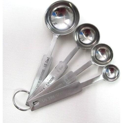 4pcs/set Measuring Spoons Set Stainless Steel Kitchen Tea Coffee Measure Scoop Cup Baking Cooking Utensil Tools