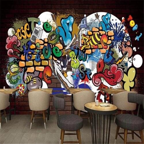 Milofi wall custom 3D printing wallpaper mural European cool graffiti decorative painting background wall