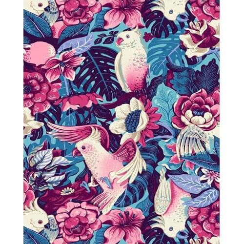 PhotoCustom Oil Painting By Numbers For Adults Animals 60x75cm DIY Flowers And Bird Paint By Numbers On Canvas Frameless Decor