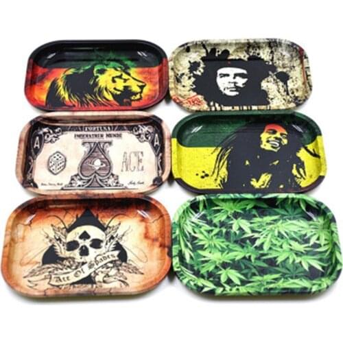 Rolling Tray 18 *14 cm Handroller Leaves Pattern Yellow Smoking Accessories Rolling Machine Grinder Storage Tray Dropship