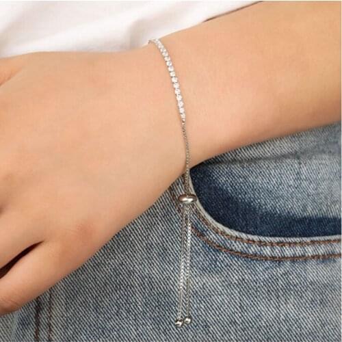 Simple Retractable Rhinestone Claw Bracelet Chain Elegant Adjustable Long Tassel Crystal Bracelet for Women Charm Jewelry Gifts