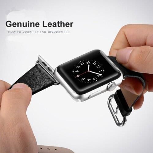 38-42mm Watch Strap For Apple Watch Series 1 2 3 Simple Genuine Leather Watch Band For Apple iWatch Wrist Bracelet Watchbands