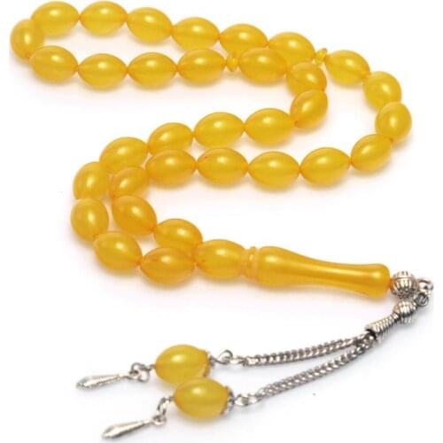 Pres Amber Rosary Round Cut Yellow Color Metal Tassels