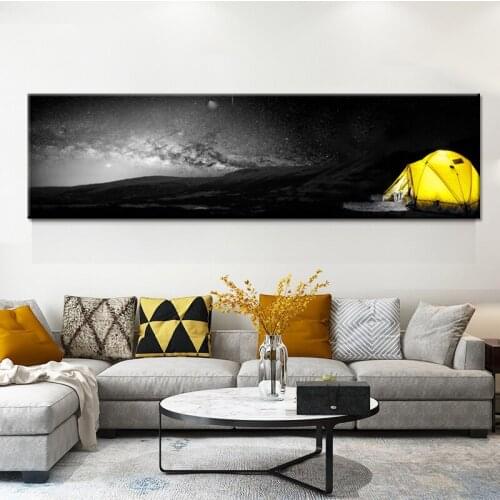 Nordic Poster Black And White Wall Art Canvas Yellow Bridge Stone Tree Painting Modern Minimalist Wall Pictures For Living Room