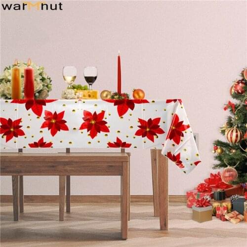 WarmHut Christmas Party Tablecloths Disposable for Rectangle Table Maple Leaf Plastic Table Covers for Christmas Wedding Birthda