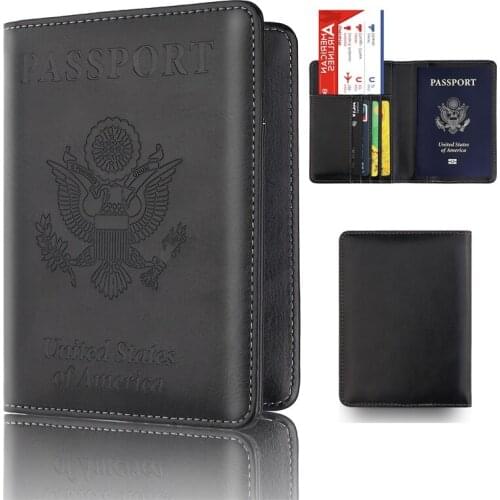 USA RFID Multi Cards RFID Passport Cover Women Travel Passport Holder Wallets Pu Leather Case for America Passport Pouch